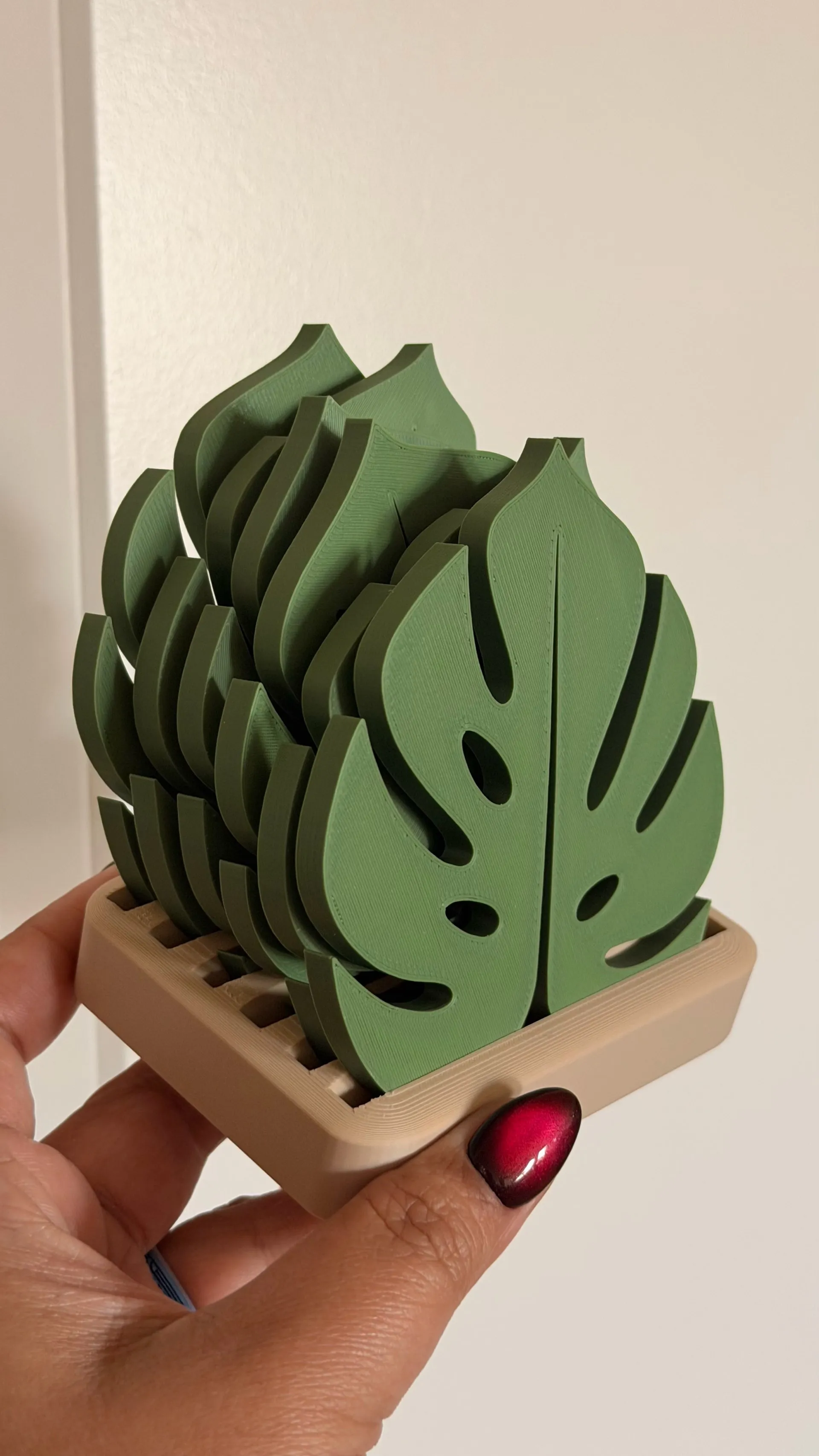 Kit Porta-Copos Monstera com Suporte