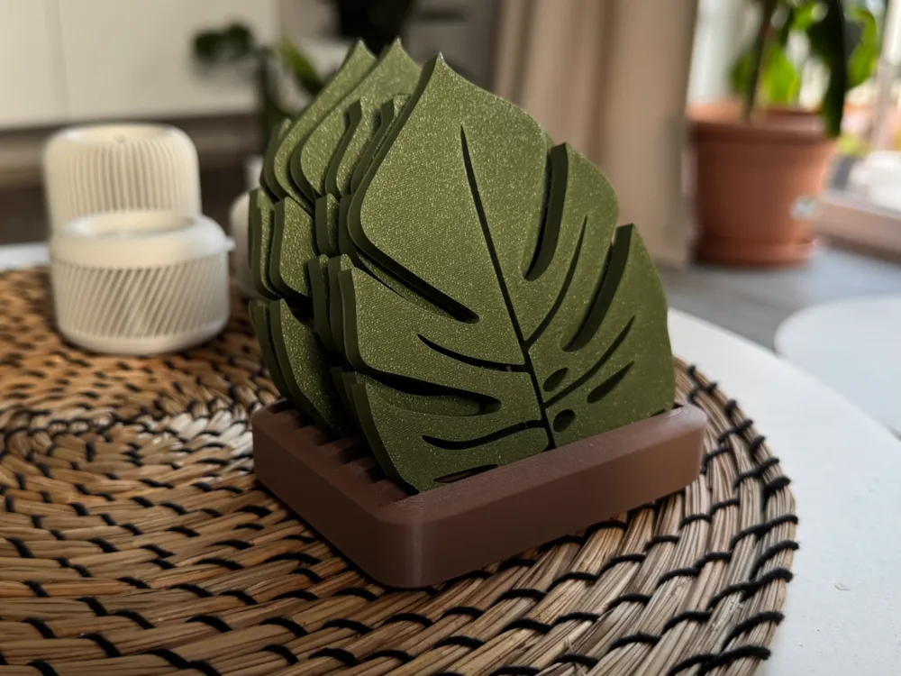 Kit Porta-Copos Monstera com Suporte