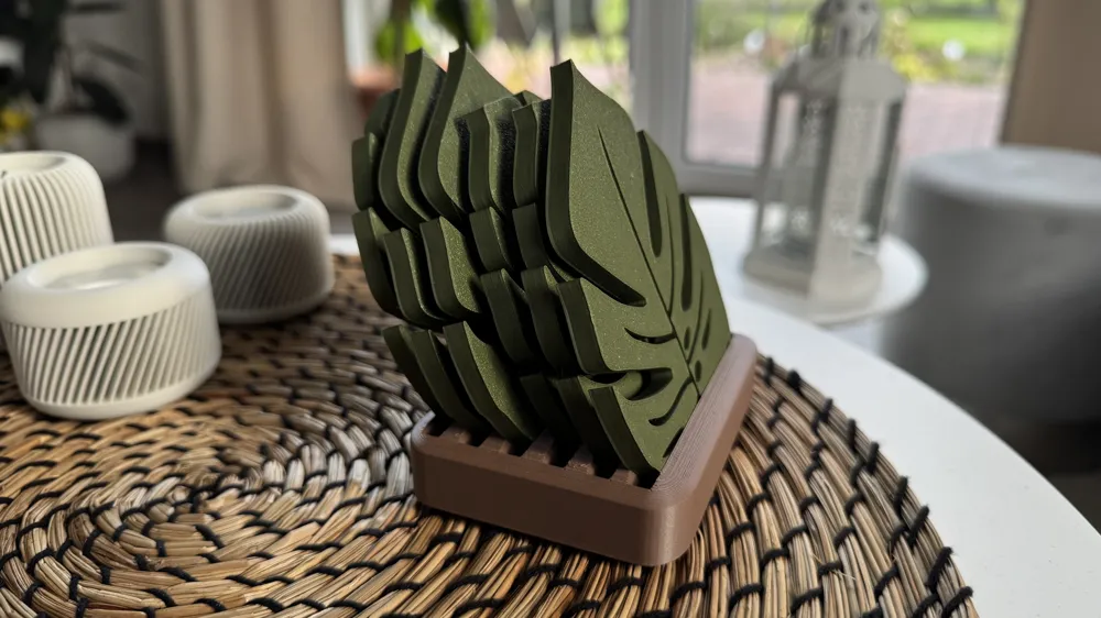 Kit Porta-Copos Monstera com Suporte