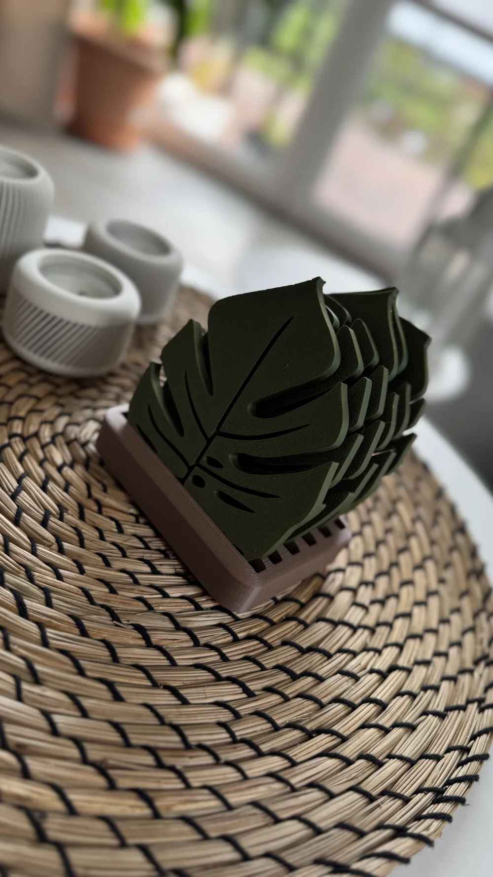 Kit Porta-Copos Monstera com Suporte