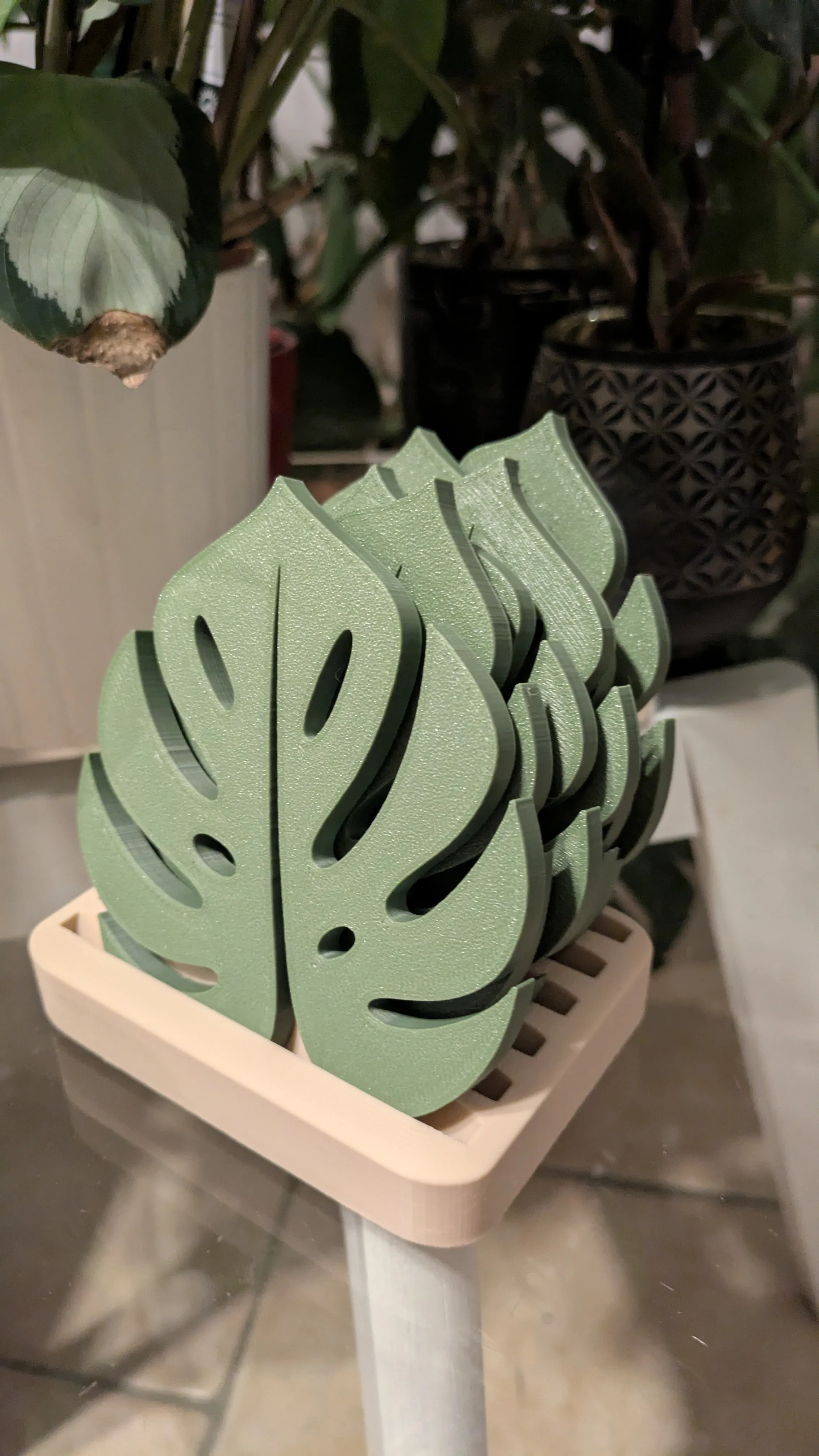 Kit Porta-Copos Monstera com Suporte